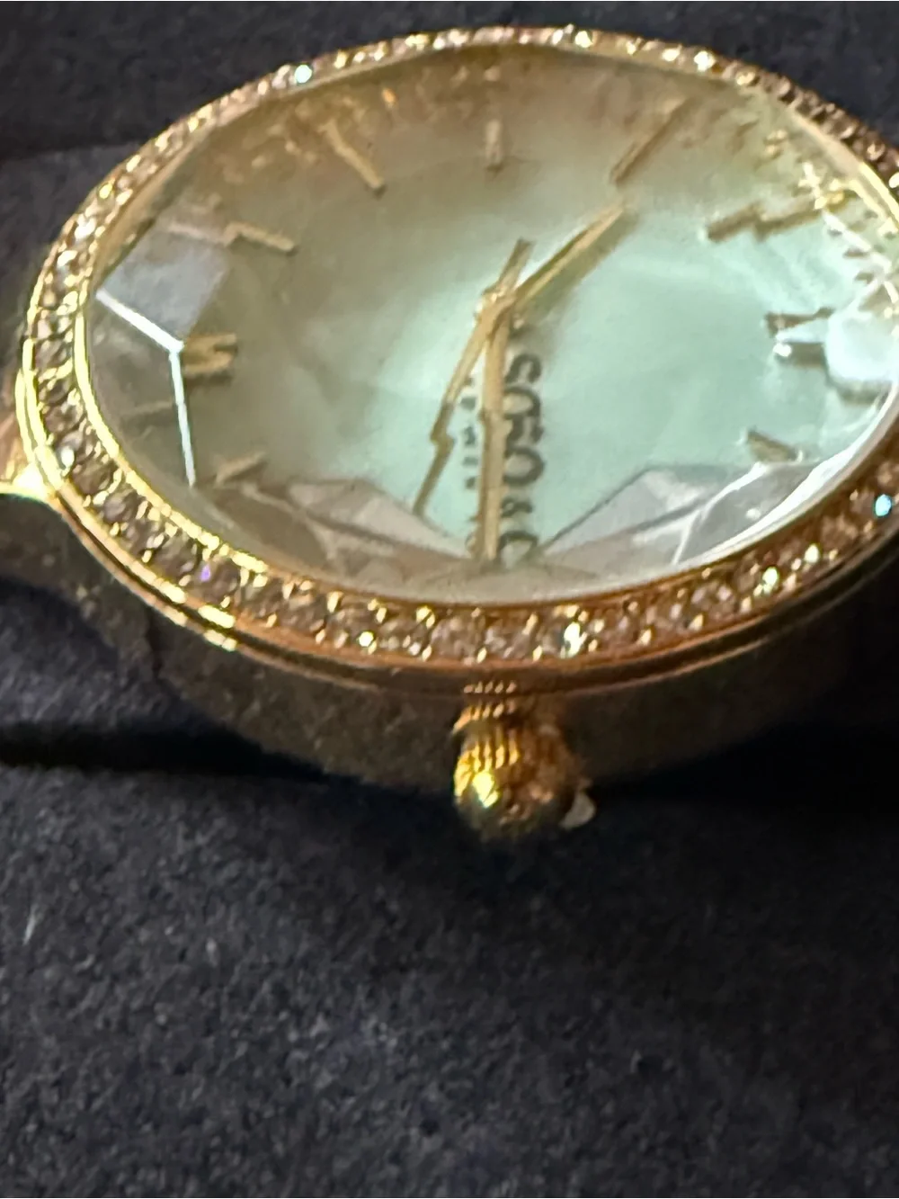 SO & CO New York SoHo Women's Watch - Gold w/ Crystal Bezel & Mint Green Leather